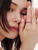 26SS★ Essence Silver (W) Lace Tennis Ring M Ruby