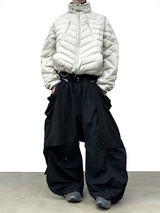 RELABELインタラクティブ (Black Bone)Vカット ボーンストラクチャー マッスル90 レイヤード リブニット ダウンジャケット