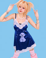 puppy lace slip-dress
