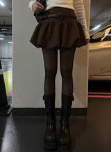 Suede Balloon Skirt Belt set