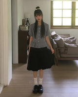Saon Round Collar Frill Puff Blouse