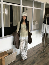 thin flower knit hat