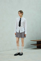 LOWELL SLIM FIT STRIPE SHIRRLING SHIRT / WHITE