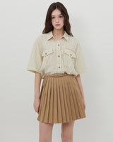ロゴプリントプリーツスカート [BEIGE]