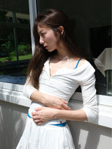 3/4 Rib Henley Neck Button T (White)