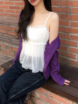 Chiffon Layered Frill Sleeveless Blouse (2color)