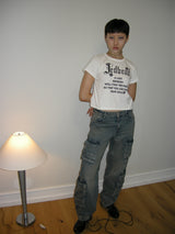 [MADE] ROSE LOGO CROPPED TEE IVORY  
