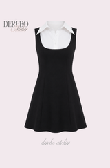 Seri collar sleeveless flare dress