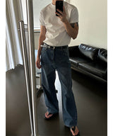 [Unisex] Stud wide denim pants