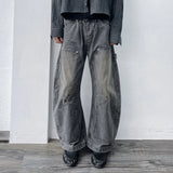Curved Double-Knee Washed Trousers