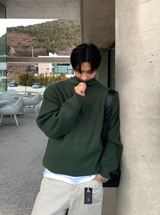 All Day High Neck Modal Semi-Zip-Up Knit