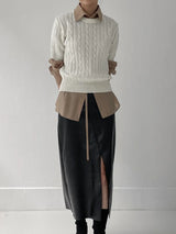 Autumn Wool Cable Knit Half Knit