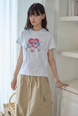 26SS★ Cherry Bestie Crop Short Sleeve Tee
