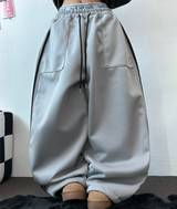 FLEECE❤TRACK BIG POCKET LONG WIDE BALLOON PANTS 🖤🩶💛4COLOR