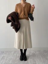 Corduroy pleated banding skirt