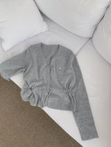 Ethereal Soft Edge Frill Ribbon Strap Long Sleeve Knit Cardigan (3 Colors)