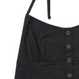 STRAP DETAIL HALTER NECK BLOUSE (BLACK)
