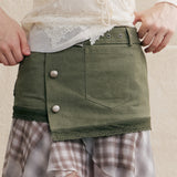 Layered asymmetrical check frill skirt