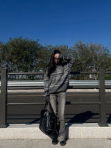 [UNISEX] オーバーフィットミックスレギュラーVネックロングスリーブニット (5 colors)