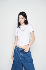 25SS POINT LOGO POCKET DENIM SHORT PANTS BLUE