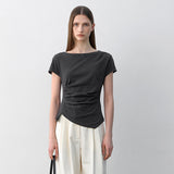 (Z-BL-4225)LOND WAIST TUCK  BLOUSE