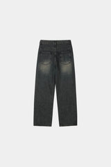 Deep oil denim pants