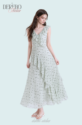 Mint Soufflé Frill Long Dress