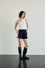 BEBE UNBALANCE SLEEVELESS TOP / WHITE