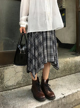 ヘレナ チェック フレア フォールディング ミディスカート