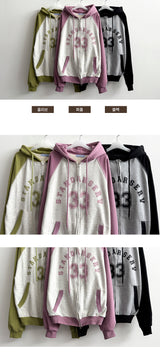 ED Two Way Coloring Raglan Hood Zip-Up