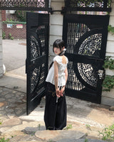 Rease Dot Puff Strap Blouse