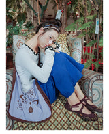 UnsocialNight original literary retro versatile casual illustration printed one-shoulder cross-body bag for women
