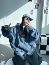 PIGMENT PATCH POINT 2-WAY HOOD ZIP-UP💛🩵🩶 - 3 COLORS