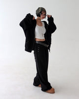 Punching eyelet string wide pants