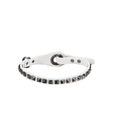 2-WAY STUD LEATHER CHOKER WHITE