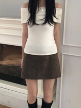 Ground checkered wool skirt (2 colors)