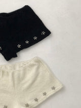 Fuzzy Snow Stud Mini Shorts