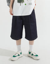 ピンタックワイドローデニムバミューダパンツ