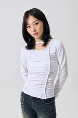 LISE SHIRRING TOP / WHITE