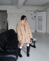 Big Pocket Half Fake Fur Jacket Coat