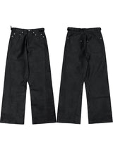 [unisex] サイドバックルレザーワイドパンツ