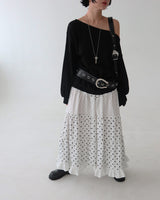 Buckle backless off-shoulder sweatshirt