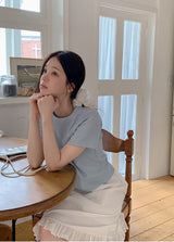 ND Basic Rib Crop Short Sleeve T-shirt (6color)