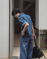 ピュラピンタックストラップデニムパンツ