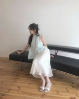 [ 3cm ] teer ribbon toe - satin wedge mule