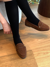 Beige Ribbed Long Knee Socks