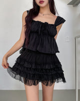 Bohemian lace frill tiered skirt