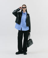 DOUBLE TUCK WIDE SLACKS_BLACK
