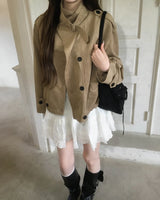 Suede crop trench jacket