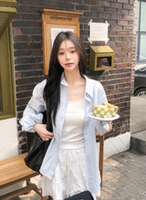 #Basic Over Cotton100 Shirt + Scrunchie Set (3color)